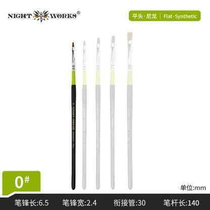 (Night Works) Synthetic Nylon Flat Brush