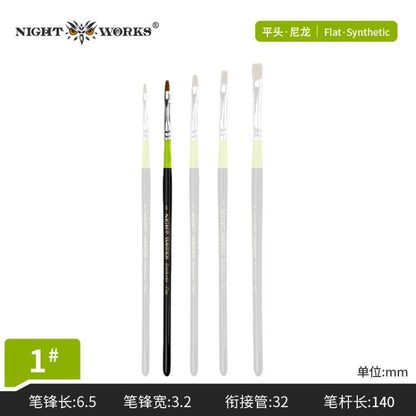 (Night Works) Synthetic Nylon Flat Brush
