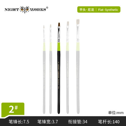 (Night Works) Synthetic Nylon Flat Brush