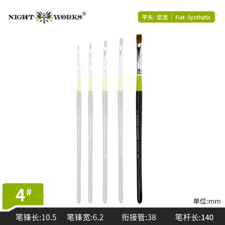 (Night Works) Synthetic Nylon Flat Brush