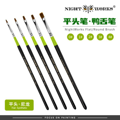 (Night Works) Synthetic Nylon Flat Brush