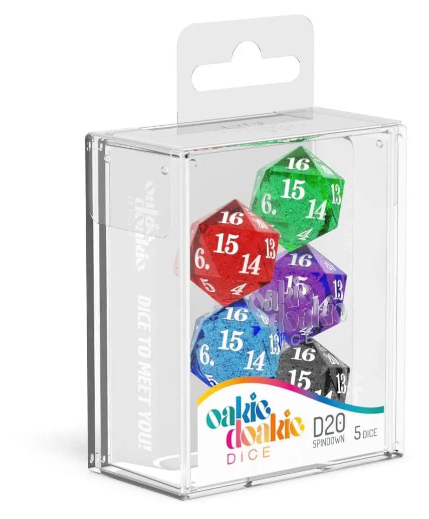 Oakie Doakie Dice - D20 Spindown Dice Set "Speckled" (5 Dice)