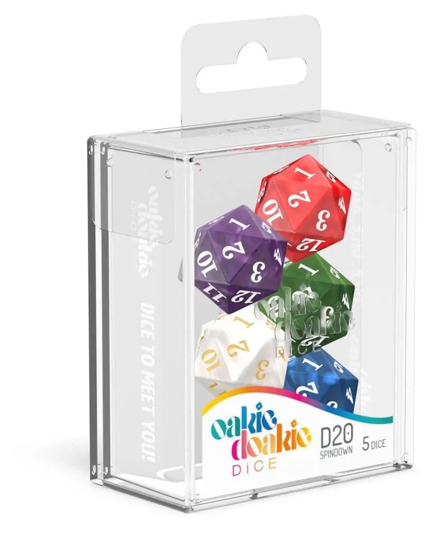 Oakie Doakie Dice - D20 Spindown Dice Set "Marble" (5 Dice)