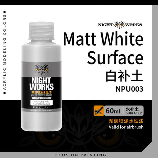 (NightWorks)  Primer (for Aribrush)  Matt White Surface