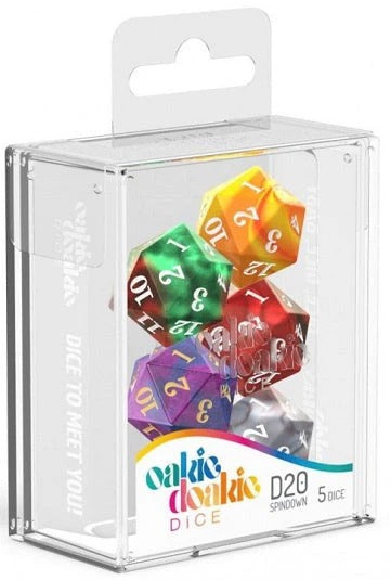 Oakie Doakie Dice - D20 Spindown Dice Set - "Gemdice" (5 Dice)