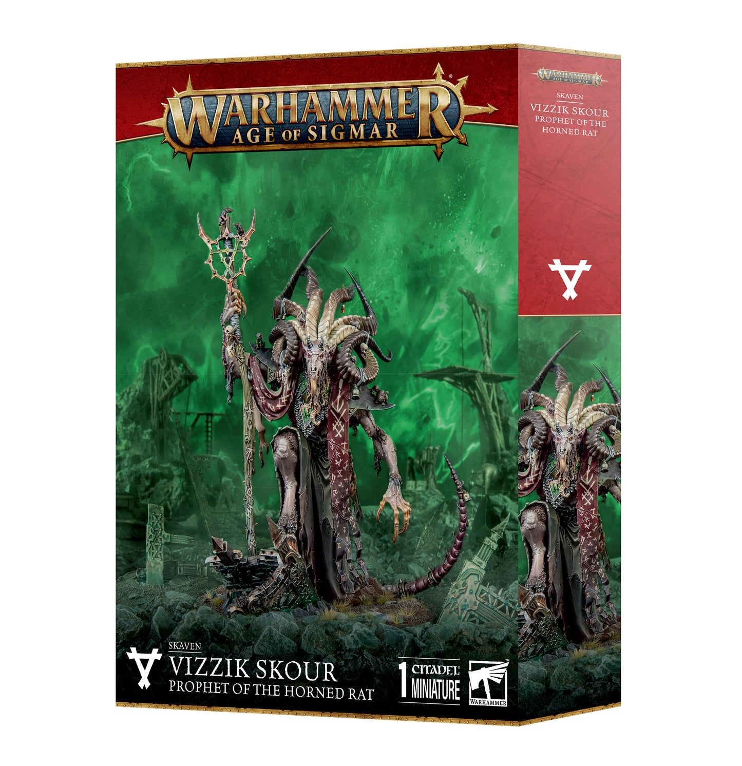 AOS - SKAVEN: VIZZIK SKOUR PROPHET HORNED RAT